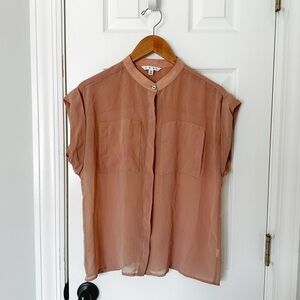 Cabi Chai Tea Side Pocket Sheer Button Down Blouse Style 970, size XS